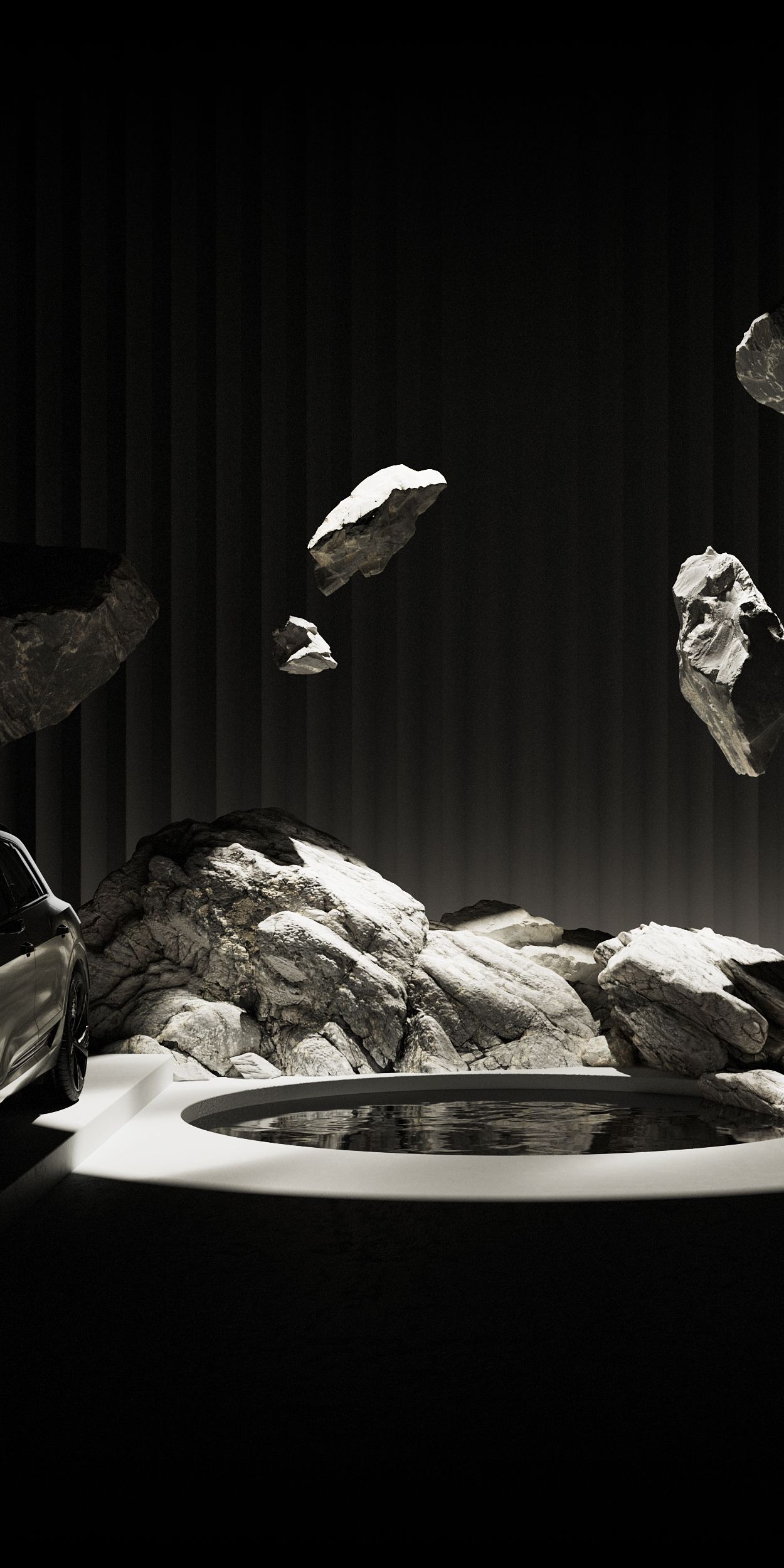 Létající balvany mezi dvěma auty